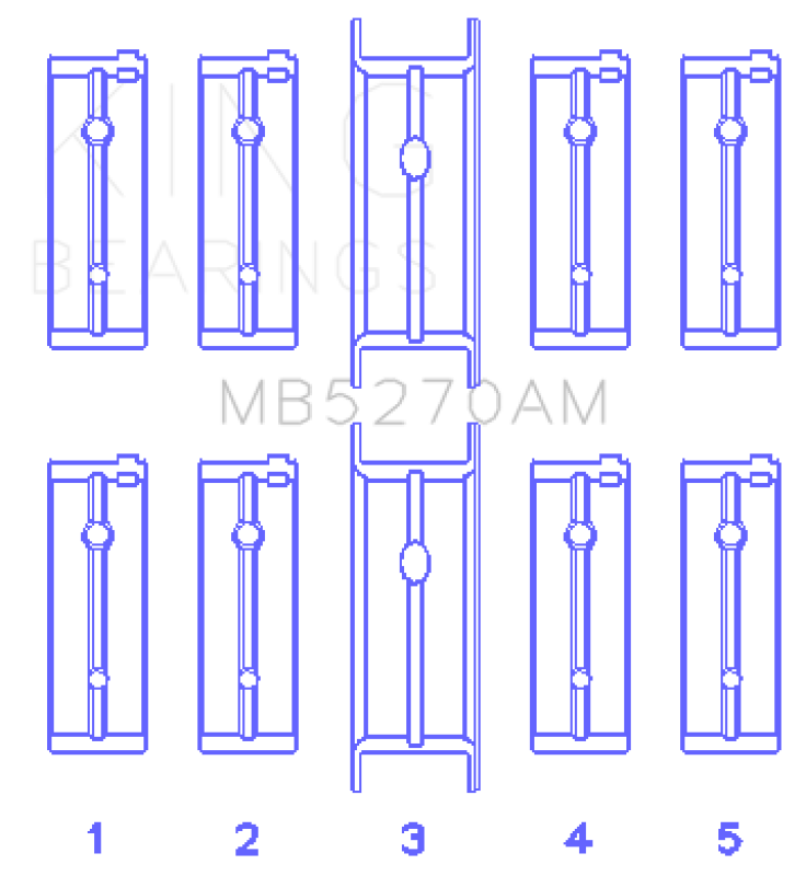 King Engine Bearings MB5270AM Standard Main Bearing Set for Chrysler and Jeep 2.4L DOHC Engines