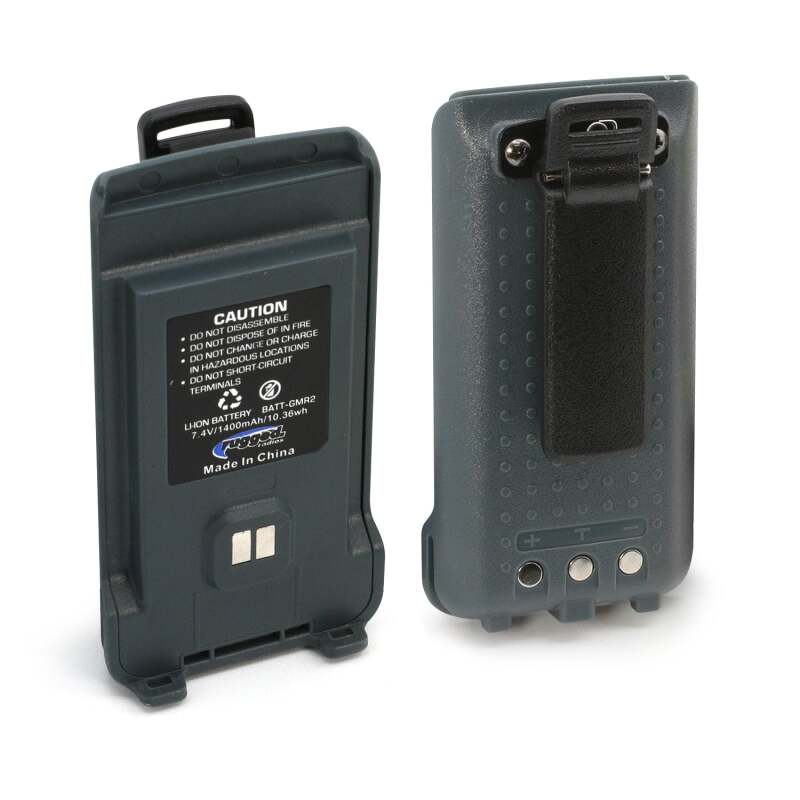 Rugged Radios GMR2 Replacement Battery with 12v Charge Port and Belt Clip Grey