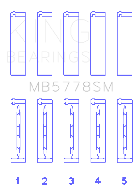 King Engine Bearings MB5778SM0.25 Audi/VW 1.8L and 2.0L TSI/TFSI Main Bearing Set, 0.25 Oversize