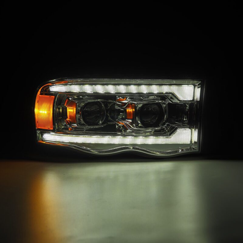 AlphaRex LUXX LED Projector Headlights for 2002-2005 Dodge Ram 1500, Plank Style Chrome - ARX880568