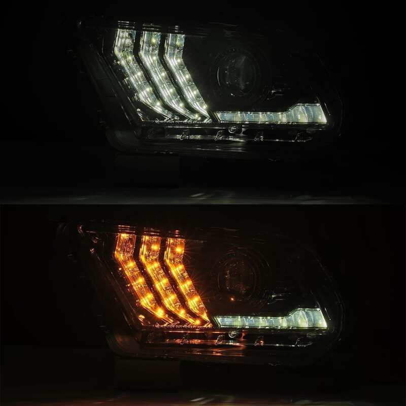 AlphaRex LUXX-Series Projector Headlights for 2010–2012 Ford Mustang, Plank Style, Alpha Black | ARX880118