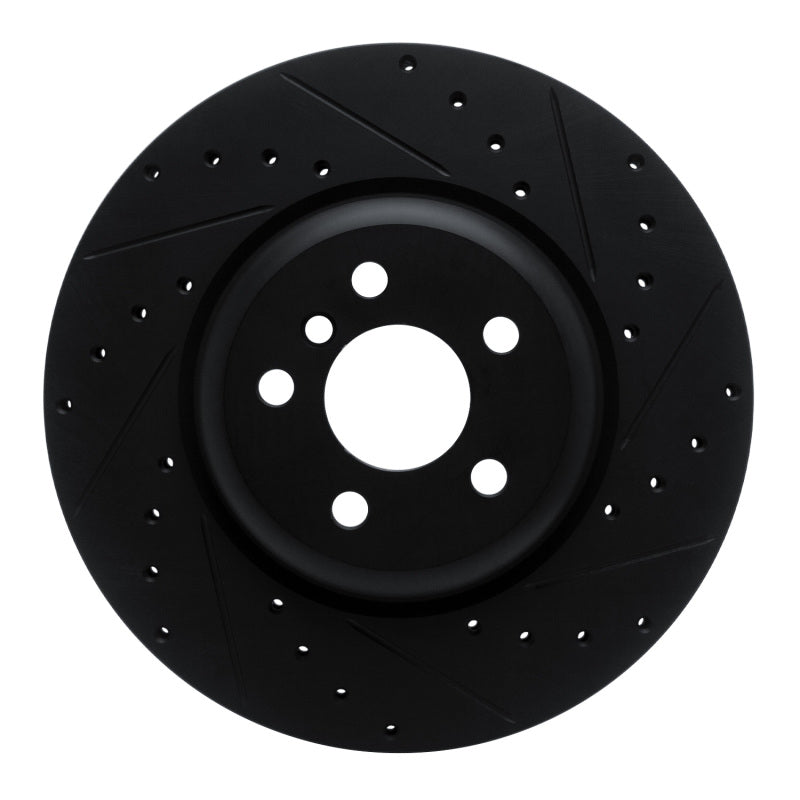 R1 Concepts RNC633-31130R Rear Right Drilled and Slotted Black Brake Rotor for Select BMW Models