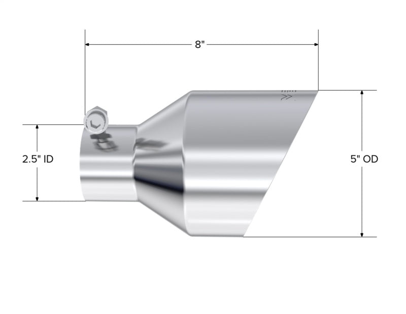 MBRP Armor Pro T304 Stainless Steel Exhaust Tips mbrpT5203, 2.5-Inch Inlet, 5-Inch Outlet, Angle Cut, Pair