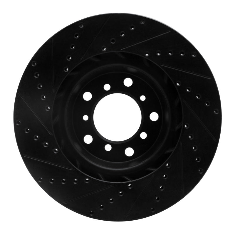 R1 Concepts RNC633-31054D Left Front Drilled and Slotted Black Brake Rotor for 2001-2006 BMW M3
