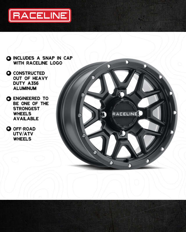 Raceline A94B Krank 14x7 Cast Satin Black Powersports Wheel, 4x156 Bolt Pattern