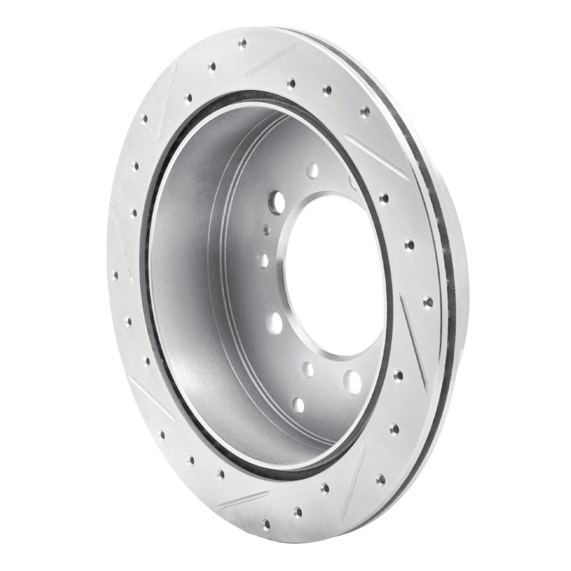 R1 Concepts RNC631-76137R Rear Right Drilled and Slotted Silver Brake Rotor for Toyota Land Cruiser, Sequoia, and Tundra
