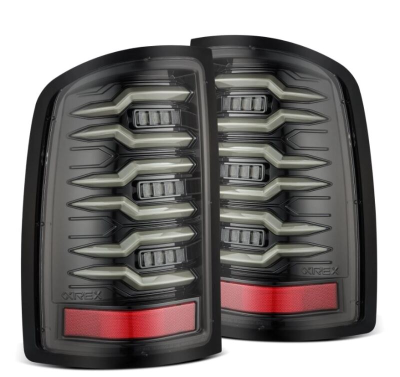 AlphaRex Luxx Series LED Tail Lights for 2007-2013 GMC Sierra HD, Alpha Black - ARX630070