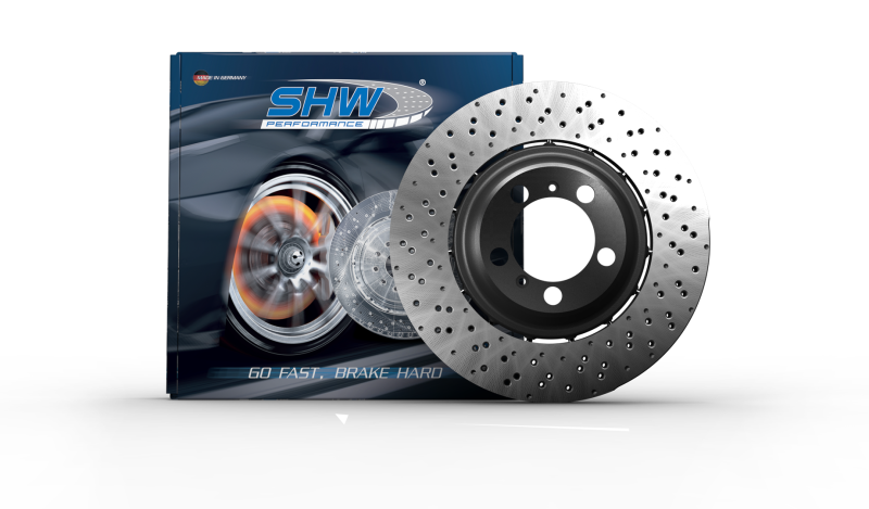 SHW 20-21 Porsche 718 Cayman GT4 4.0L Left Front Drilled-Dimpled Lightweight Brake Rotor