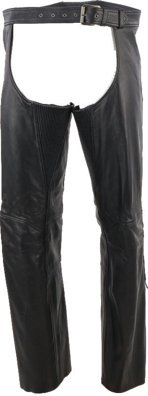 Kuryakyn Leather by River Road Plains Leather Chaps, Black, 4XL – Part No. KUR094424