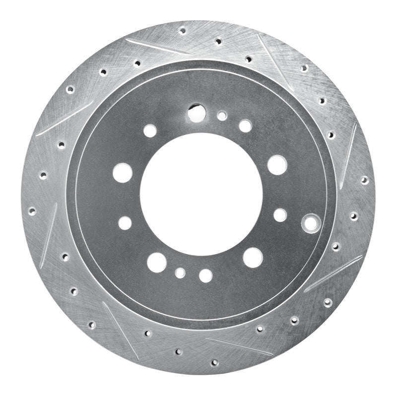 R1 Concepts RNC631-76137R Rear Right Drilled and Slotted Silver Brake Rotor for Toyota Land Cruiser, Sequoia, and Tundra