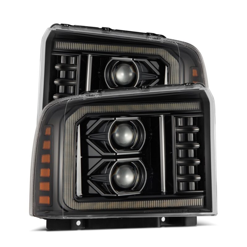 AlphaRex LUXX-Series LED Projector Headlights for 2005-2007 Ford Super Duty and Excursion, Alpha-Black - ARX880316