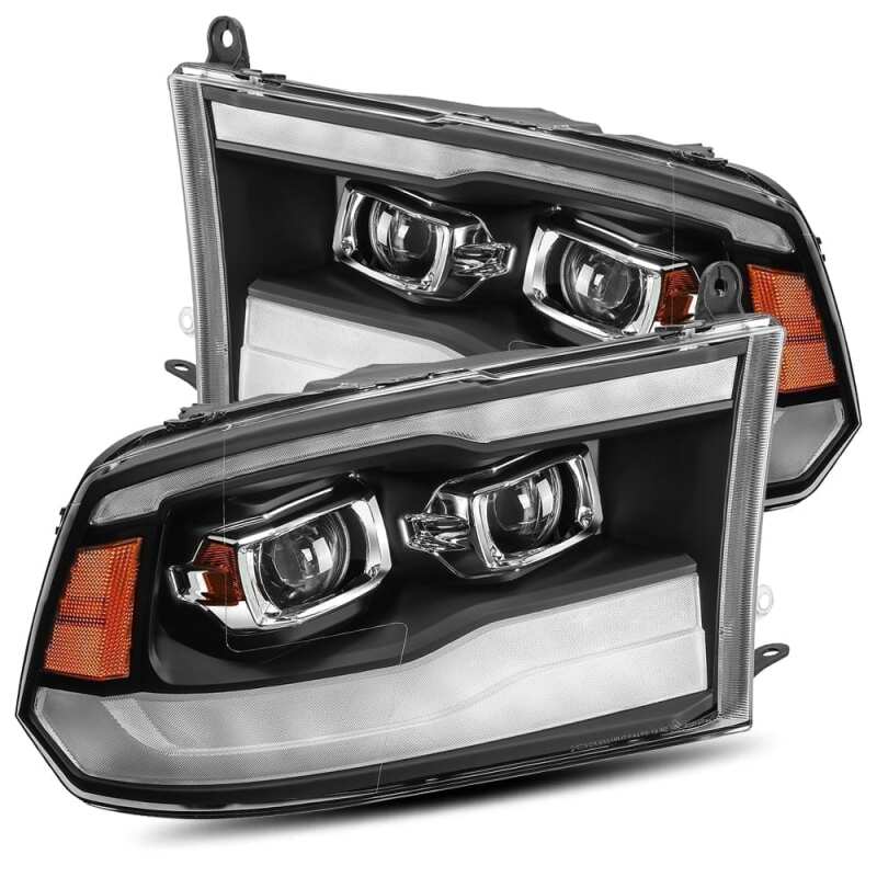AlphaRex LUXX Series Projector Headlights for 2009–2013 Dodge Ram 1500 and Ram 2500, Plank Style, Black Housing – ARX880539