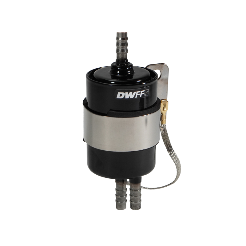 DeatschWerks 10 Micron 3/8 Inch Barb Fuel Filter Regulator with Stainless Steel Body - Black