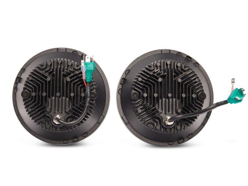 Raxiom 07-18 Jeep Wrangler Axial Series 7-Inch LED Headlights with DRL, Black Housing, Clear Lens