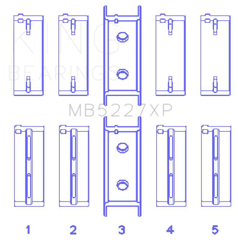 King Engine Bearings MB5227XPSTDX Performance Main Bearing Set for Mitsubishi 4G63/4G64 6-Bolt 1st Gen DSM, Size STDX