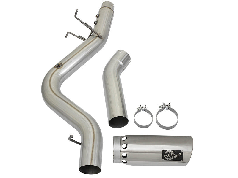 aFe Large Bore-HD 5-Inch 409 Stainless Steel DPF-Back Exhaust with Polished Tip, Part Number 49-44085-P