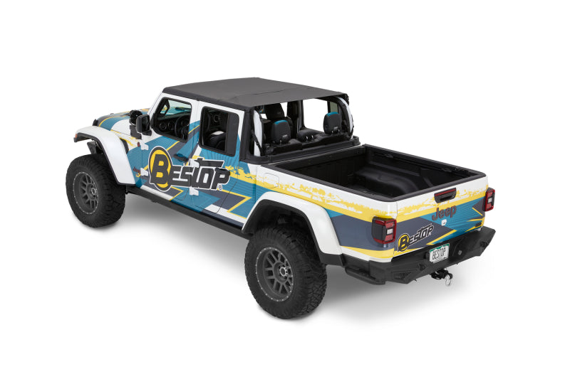 Bestop 20-23 Jeep Gladiator Header Safari Cable Style Bikini Top in Black Diamond