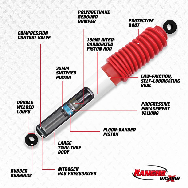 Rancho rhoRS55326 RS5000X Front Shock Absorber for 2007–2017 Jeep Wrangler