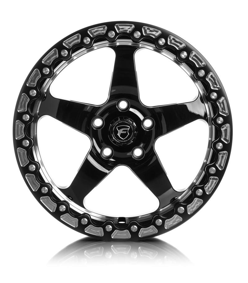 Forgestar F001 17X10 D5 Beadlock 5X115 ET00 BS5.5 Gloss Black w/ Machine Lip 78.1