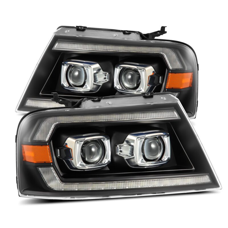 AlphaRex PRO-Series Projector Headlights for 2004-2008 Ford F-150, Alpha-Black with Sequential Signal and DRL
