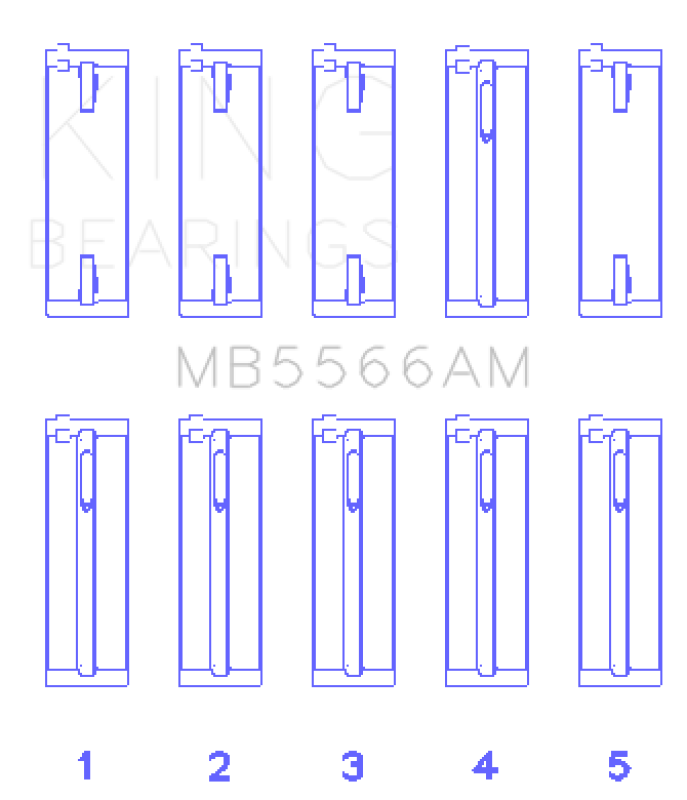 King Engine Bearings MB5566AM0.25 Main Bearing Set for Audi A4 1.8L AEB, +0.25 Oversize