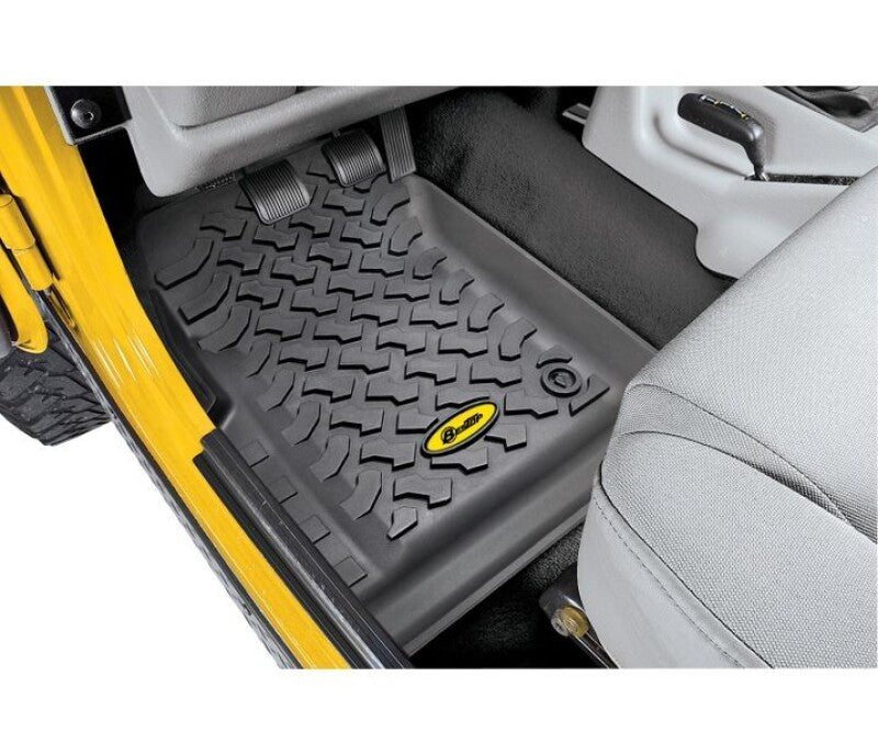 Bestop 97-06 Jeep Wrangler TJ Front Floor Mats in Black - Custom Fit All-Weather Floor Liners