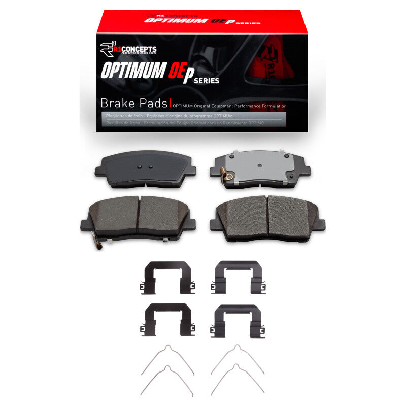 R1 Concepts Optimum OEp Front Brake Pads and Hardware Kit for Genesis G70 and Kia Stinger