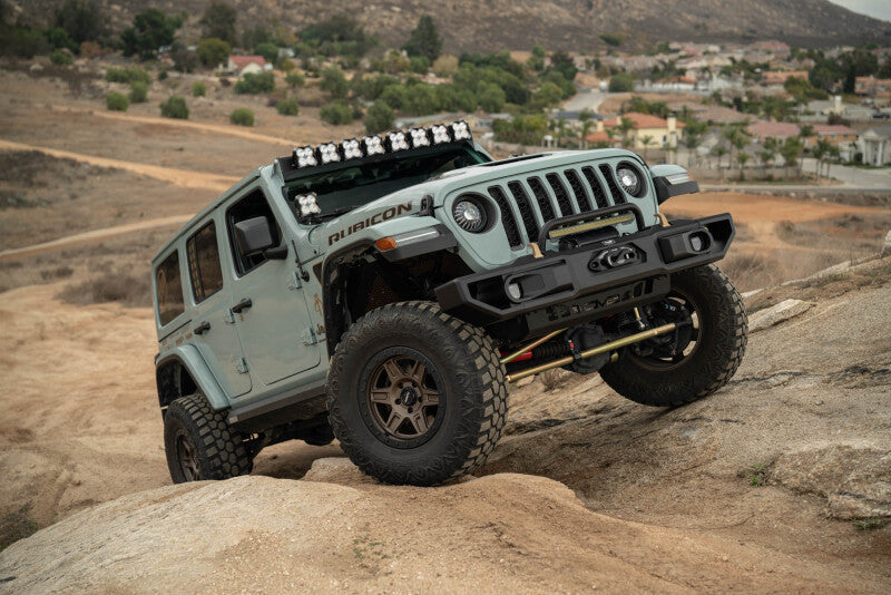 DV8 Offroad OE Plus Front Bumper for 2018-2025 Jeep Wrangler JL and 2020-2025 Gladiator JT, Part Number dveFBJL-13