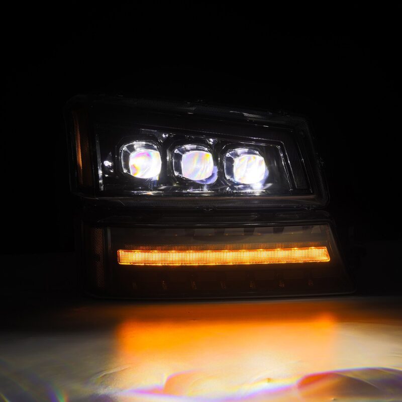 AlphaRex NOVA-Series Alpha-Black LED Projector Headlights for 2003-2006 Chevy Silverado and Avalanche, ARX880254