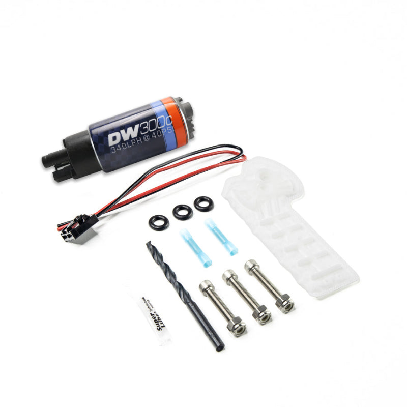 DeatschWerks DW300C 340 LPH Compact Fuel Pump with 9-1060 Installation Kit for 2015-2019 Volkswagen Golf R, 2015-2018 Golf 1.8T and GTI 2.0T