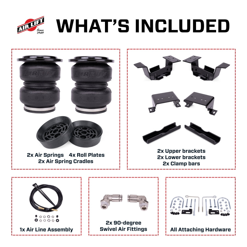 Air Lift LoadLifter 5000 Ultimate Air Spring Kit with Cradles for Chevy Silverado 2500 HD ZR2 and GMC Sierra 2500 HD AT4X 4WD, Part Number 88408
