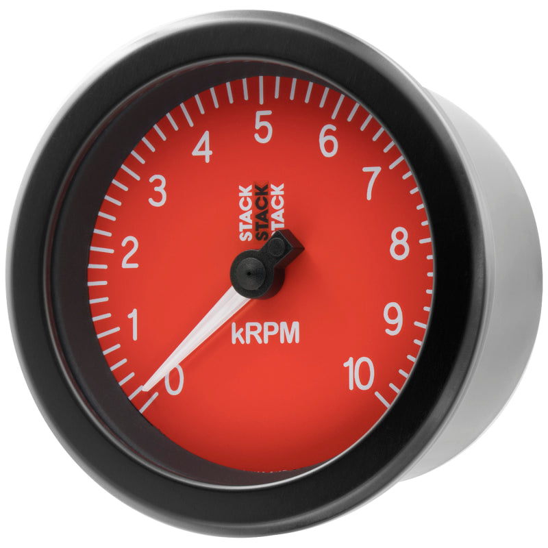 AutoMeter STACK ST100 Sport 88mm 0-10,000 RPM Tachometer, Red Dial, Part atmST100-010R