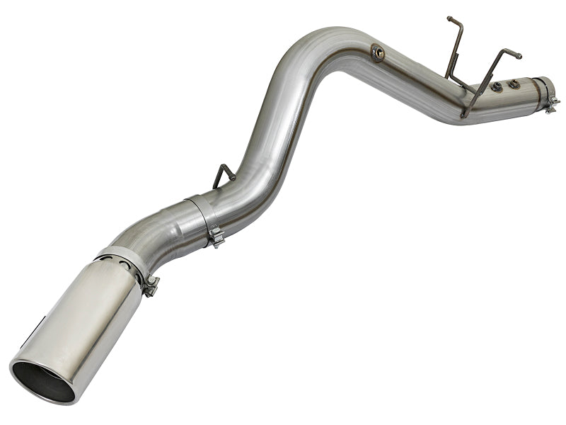aFe Large Bore-HD 5-Inch 409 Stainless Steel DPF-Back Exhaust with Polished Tip, Part Number 49-44085-P