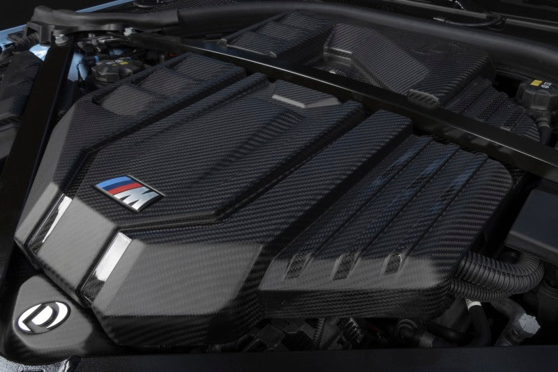 Dinan Matte Carbon Fiber Engine Cover with Gloss Accents for BMW M2 M3 M4 (G80/G82/G87) – Part DNN D590-0005-B