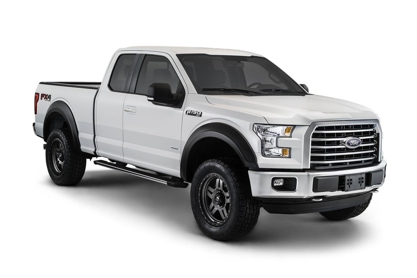 Bushwacker - 20936-02 - Fender Flare -  20936-02 Black Extend-A-Fender Style Smooth Finish 4-Piece Fender Flare Set for 2015-2017 Ford F-150 (Excludes Models w/Tech Package) - P/N: 20936-02