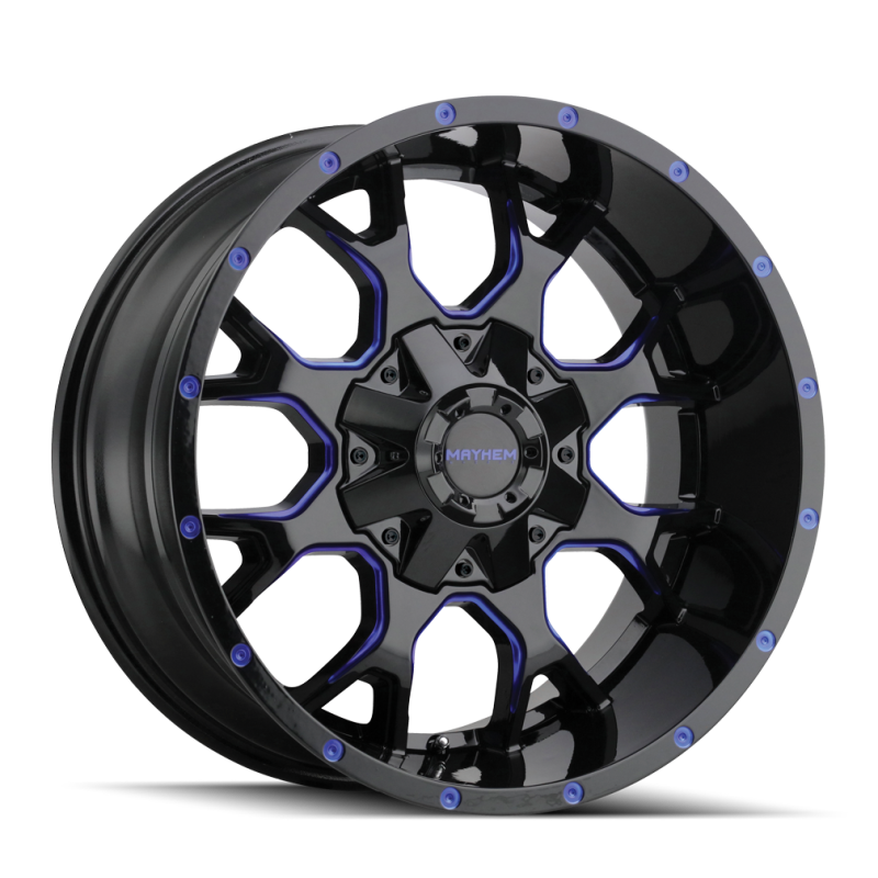 Mayhem 8015 Warrior 20x9 / 8x180 BP / 18mm Offset / 124.1mm Hub Black w/ Prism Blue Wheel