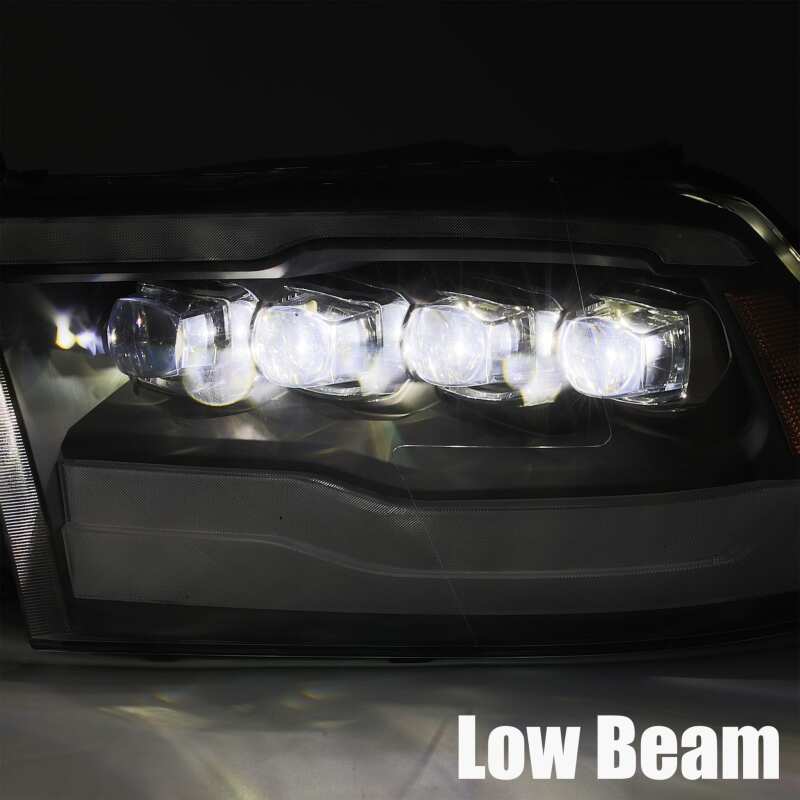 AlphaRex NOVA LED Projector Headlights for 2009-2018 Dodge Ram 1500, Alpha Black Plank Style with DRL