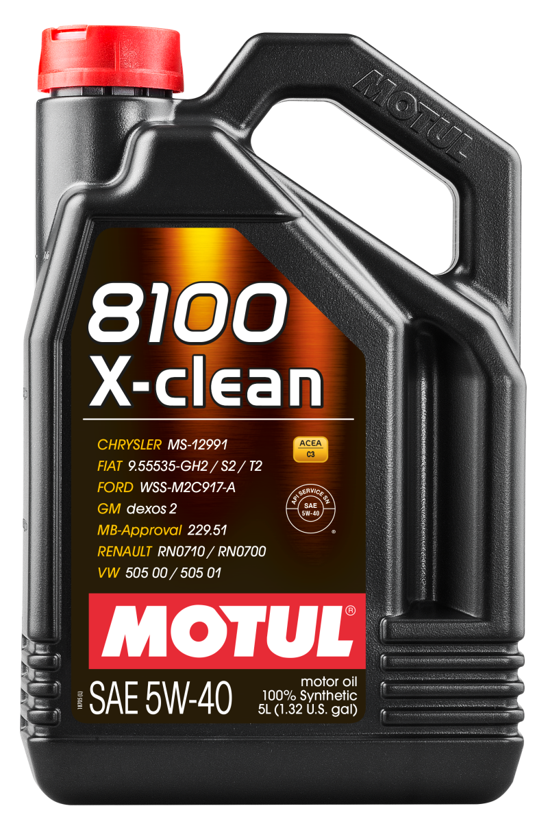 Motul 5L Synthetic Engine Oil 8100 5W40 X-CLEAN C3 -505 01-502 00-505 00-LL04 - Case of 4