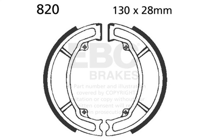 EBC Powersports EBC820 Rear Brake Shoes for 2008-2010 Kymco Super 8 50