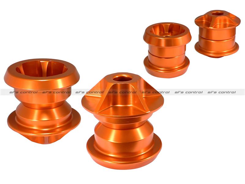 aFe Control PFADT Series Solid Rear Subframe Mount Set for 2010-2014 Chevrolet Camaro V6/V8 - Orange