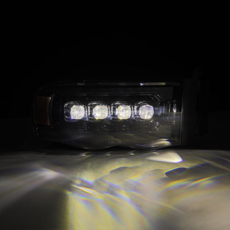 AlphaRex NOVA LED Projector Headlights for 2002-2005 Dodge Ram 1500, Alpha Black with Activ Light and Sequential Signal