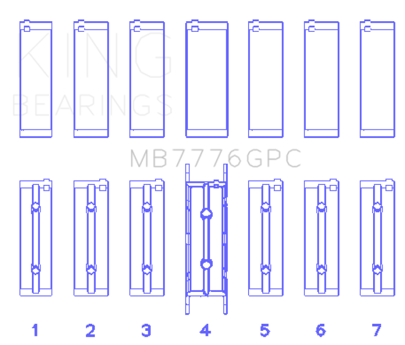 King Engine Bearings MB7776GPC Main Bearing Set for BMW N55, N53 and N52 Engines