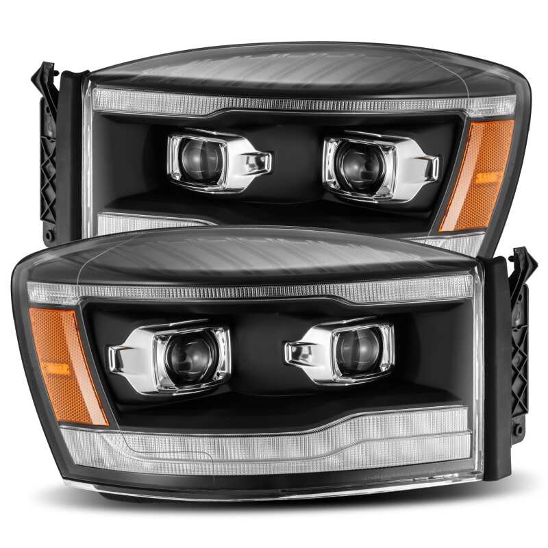 AlphaRex ARX880532 PRO-Series Projector Headlights for 2006-2008 Dodge Ram, Plank Style Black with Sequential Signal and DRL