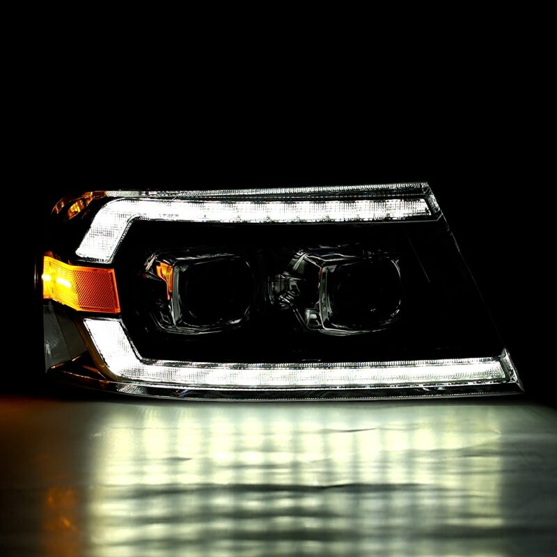 AlphaRex PRO-Series Projector Headlights for 2004-2008 Ford F-150, Alpha-Black with Sequential Signal and DRL