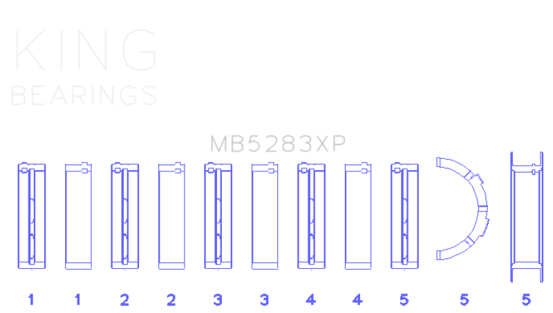 King Engine Bearings MB5283XP Performance Main Race Bearing Set, Standard Size