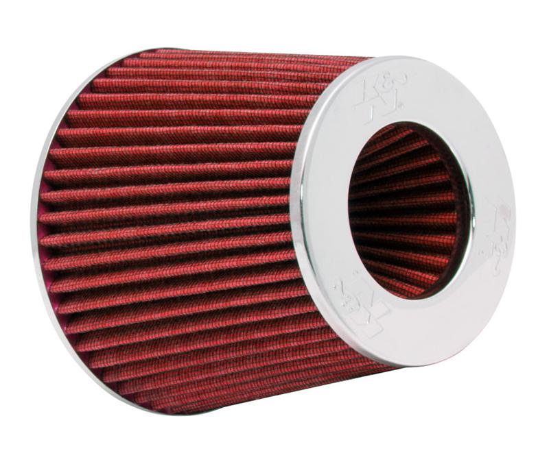 K&N Engineering RG-1001RD-L Universal Chrome Round Tapered Air Filter, Red
