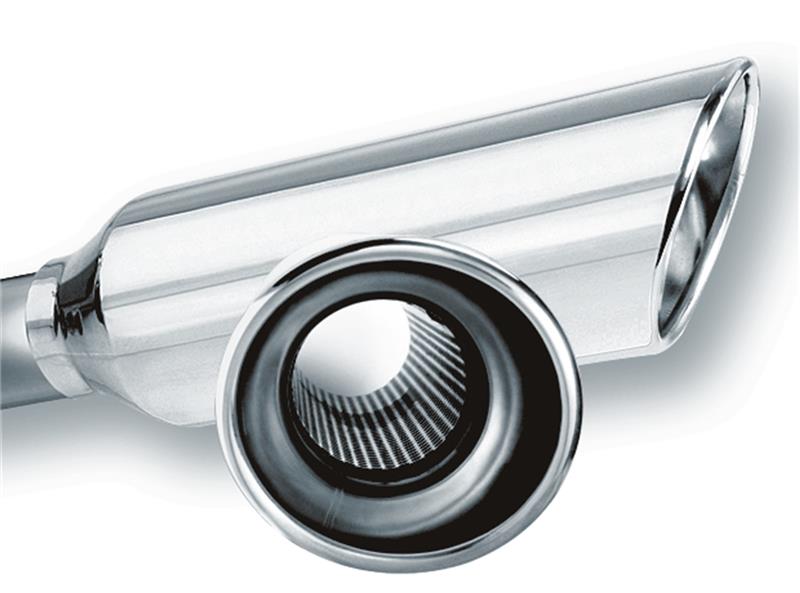 Borla 20248 Universal 2.25-Inch Inlet 4-Inch Round Rolled-Edge Angle-Cut Resonated Exhaust Tip