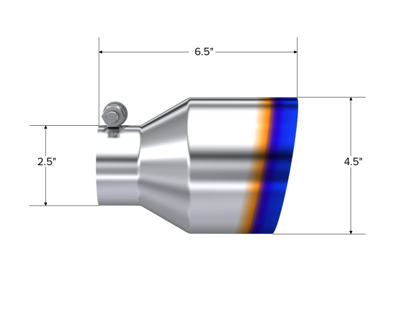 MBRP T5191BE Armor Pro Burnt End Exhaust Tip, 2.5-Inch Inlet, 4.5-Inch Outlet