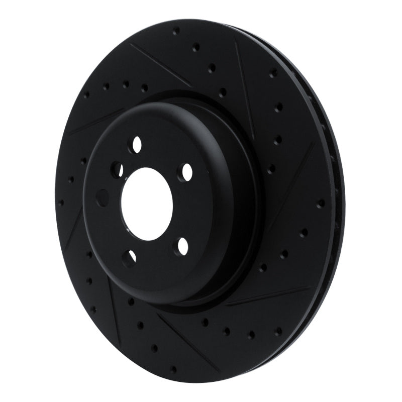 R1 Concepts RNC633-31130R Rear Right Drilled and Slotted Black Brake Rotor for Select BMW Models