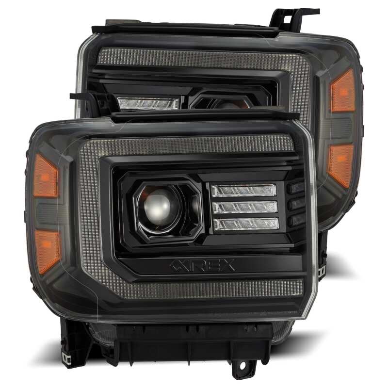 AlphaRex PRO-Series Projector Headlights for 2014–2018 GMC Sierra HD, Alpha Black